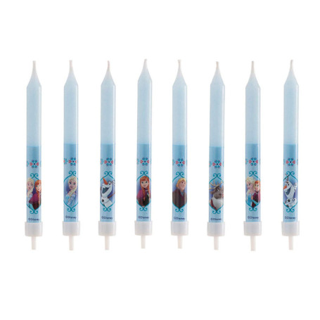 Dekora - 346174 Reine des Neiges Rozenn Lot de 8 Bougies bâtonnet Cire Bleu, 8 x 8 x 12 cm