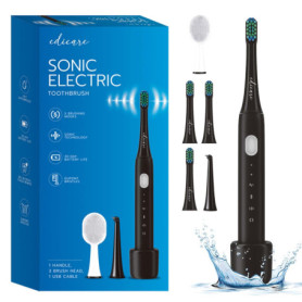 Edicare, Brosse à Dent Électrique, Sonique, 5 Têtes de Brosse, Rechargeable, USB, étanche IPX7, 5 Modes de Fonctionnement, Netto