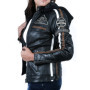 Urban Leather 58 Veste de Moto avec Protections - Femme - Noir - S/38