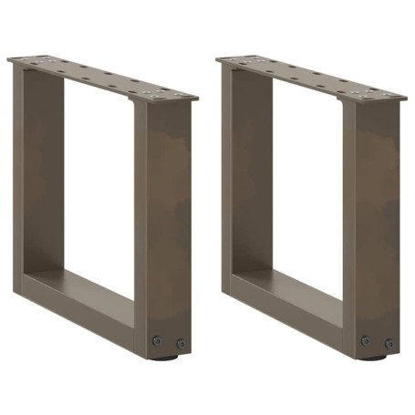 vidaXL Pieds de Table Basse Forme de U 2pcs Acier Naturel 40x(30-31) cm
