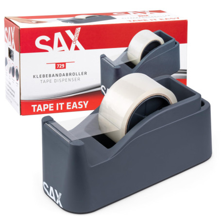 SAX Tape it Easy XXL Dérouleur de ruban adhésif à une main extra lourd | pour 1x 50mm de ruban ou 2x 25mm de ruban, Dérouleur de