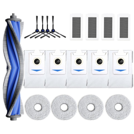 Geoviizon Lot de 18 accessoires de rechange compatibles avec ECOVACS X5 Omni (1 brosse principale, 4 brosses latérales, 4 filtre