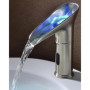 Gangang Robinet Automatique à LED,Robinet de Capteur Cascade Lavabo Infrarouge Froid et Chaud Sans Contact DC 3 Couleurs Changé 