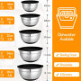 KUOGAS Lot de 5 Saladiers Avec Couvercle,cul de Poule Inox,3 Râpes, grand Saladier Inox AntidéRapant avec Couvercle, Empilable, 