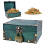 Coffre à Trésor Vintage en Bois avec Serrure (15x12x7.2cm) Coffre à Bijoux, Coffre à Trésor Pirate pour La Décoration Intérieure