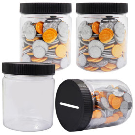 Mczcent Petite Tirelire-4 PACK, Petit Tirelires Transparente Plastique pour Pièces de Monnaie, Peu Mini Tire Lire Piggy Coin Mon