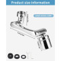 FAOKZE 1440 Degrés Aérateur de Robinet,Adaptateur de Robinet,2 Modes de Sortie,Aérateur de robinet,Fixation de Robinet Aérateur,