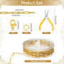 Chaîne de Trombone Doré pour le Bricolage 3.6m / 14 x 4mm Chaîne de Trombones avec Pincettes, Chaîne de Bijoux en Acier Inoxydab