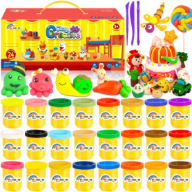 VIPNAJI 24 Pots de Pate A Modeler, Coloré, 50 g chacun, avec accessoire pate a modeler, cadeau pour filles garçons