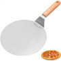 VEVOK CHEF Pelle Pizza, Palette à Pizza 25,5 x 25,5 cm Ronde Avec 22 cm Manche En Bois et Plateau Métallique en Acier Inoxydable