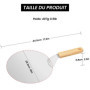 VEVOK CHEF Pelle Pizza, Palette à Pizza 25,5 x 25,5 cm Ronde Avec 22 cm Manche En Bois et Plateau Métallique en Acier Inoxydable