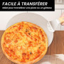 VEVOK CHEF Pelle Pizza, Palette à Pizza 25,5 x 25,5 cm Ronde Avec 22 cm Manche En Bois et Plateau Métallique en Acier Inoxydable