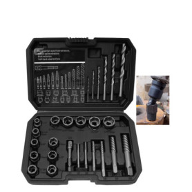 XSTARYE 26 Pièces Kit Extracteur de Vis Cassée Douille Extracteur de Boulon Avec Adaptateur Hexagonal Extracteurs de Tarauds pou