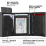 TENBST Porte Carte | Portefeuille en Cuir Carbone Bloquant RFID | Etui Carte Bancaire Anti Piratage | Porte Monnaie avec Billets