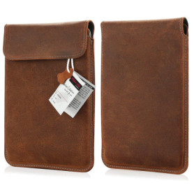 MOELECTRONIX Étui de protection en cuir véritable pour liseuse Pocketbook Touch HD 3 | Touch Lux 4 | Étui de protection fin avec