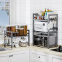 Glovios Support pour Micro Onde et Four Extensible Etagere Micro-Ondes 3 Niveaux, Support en Métal Four à Micro-étagère pour Mic