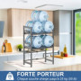 Glovios Support pour Micro Onde et Four Extensible Etagere Micro-Ondes 3 Niveaux, Support en Métal Four à Micro-étagère pour Mic