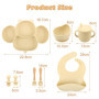 Coffret Repas Bebe,8 Pièces,Assiette Bébé, Assiette Ventouse pour Bébé Assiette Enfant avec Ventouse, Gobelet en Silicone, Cuill