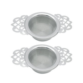 Lot de 2 passoires à thé avec bol, passoire en acier inoxydable pour thé en vrac, infuseur à thé en vrac, double poignée, mini p