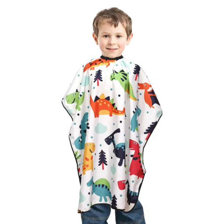 1 cape de coiffeur pour enfant, accessoire de coiffure, réglable, petit dinosaure, convient aux garçons et aux filles., multicol