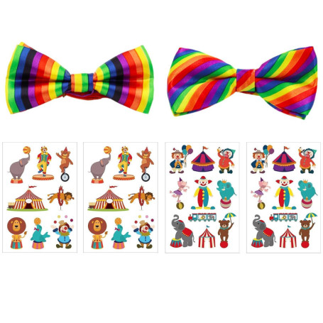 RELKLYU 2 Arcs De Clown Et 4 Autocollants De Tatouage Clown, Accessoires De Costumes De Clown, Accessoires De Costumes De Fête, 