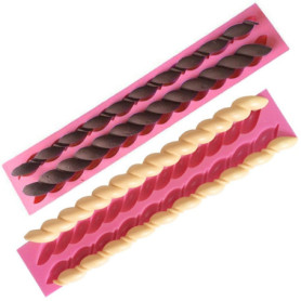 OFKPO Lot de 2 Coque en Silicone Fondant Twist Corde Moules, Fritter-Shaped, Twist Corde, Pâte à Sucre Ustensiles de Cuisine Déc