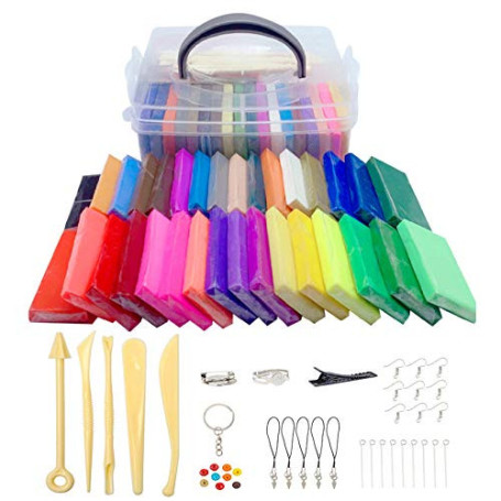 Xrten Pâte Polymère, 32 Couleurs Pâte À Modeler Non Toxique DIY Pâte Craft Kit Outils de Modélisation, L'accessoire