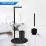 AIQII Porte-papier toilette en acier inoxydable avec brosse de toilette, noir poli, design moderne, 1 rouleau