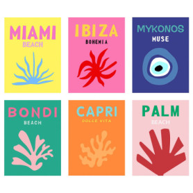 MOROBOR Lot de 6 impressions d'art sur toile - Affiche d'exposition sur le mur, art minimaliste coloré pour décoration, esthétiq