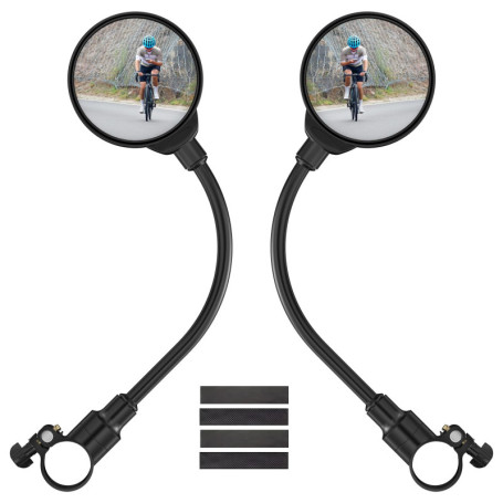 Gvolatee 2 Pièces Retroviseur Velo, 360° Réglable Retroviseur Trotinette Electrique, Rétroviseur Vélo Guidon pour Guidon 22-32mm