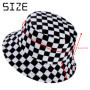 MengH-SHOP Chapeau de Seau Réversible Noir et Blanc Imprimé à Carreaux Chapeau de Pêcheur en Coton Unisexe Pliable Chapeau de So
