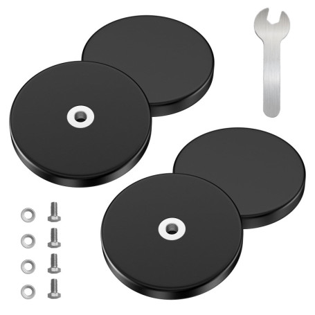 Newpop 4 Pièces Gros Aimant Puissant Caoutchoutés, Antidérapants Aimants Puissants Ø 43 mm avec Filetage Interne M4, Force D'Adh