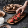 Lot de 4 plateaux de service ronds irréguliers en bois pour collations, fromage, apéritifs, desserts, sushis, fruits, salade, as