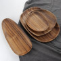 Lot de 4 plateaux de service ronds irréguliers en bois pour collations, fromage, apéritifs, desserts, sushis, fruits, salade, as