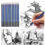 YPYMOD 12pcs Crayon Dessin Professionnels,Crayon Graphite, Ecriture Douce Croquis Crayon Papier Dessin, Adaptée aux Enfants, Adu