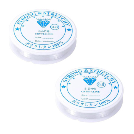 iCovalescent 2 Rouleaux de Fil élastique Transparent, Fil Elastique pour Bracelet, Utilisés pour Les Bracelets, Les Perles, L'ar