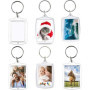 Porte-clés Photo Vierge, 30 Pièces Porte-clés en Acrylique Transparent avec Insertion Photos Double Face Personnalisées Porte-cl