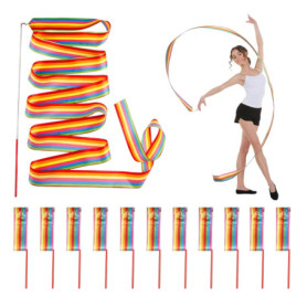 12 Pièces Rubans de Danse,2m Ruban de Gymnastique,Ruban Danse,Fitness Rubans de Gymnastique Rythmiques,Convient aux écoles, aux 