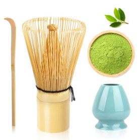 VMUTGA MA-01 Accessoire de Cérémonie du Matcha Japonais, Fouet Matcha en Bambou Naturel, Cuillère Traditionnelle, Cuillère à Thé