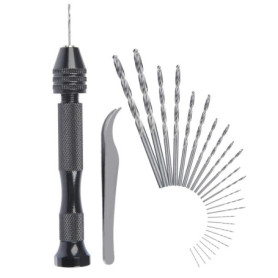 CESFONJER Perceuse à Main Hand Drill | Ajustable Hélicoïdaux de Main Kit | 25 Pieces Mini Foret Fraise Twist Pour Modèle Noyer A