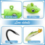 DHER Lot de 10 hameçons à tête plombée pour appâts de pêche,Pêche Hameçons Jig Hameçon de Pêche Hameçons Carpe tête, 5g g Fish H
