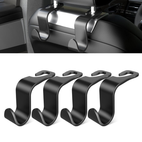SUTOUG Lot de 4 crochets pour dossier de siège de voiture - Accessoires de voiture pour intérieur - En plastique noir - Convient