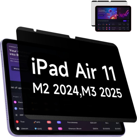 IPROKKO Film de protection d'écran magnétique pour iPad Air 11" 2024, amovible, anti-éblouissement, filtre de confidentialité