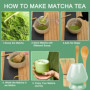 Matcha set – Matcha kit – Set de fouet matcha bambou – 4 pièces d'accessoires pour matcha avec cuillère à matcha et support en c