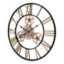 Lafocuse 60cm Horloge Murale Geante Métal, Engrenages Or Industrielle Silencieuse Pendule Murale Chiffres Romains Déco pour Salo