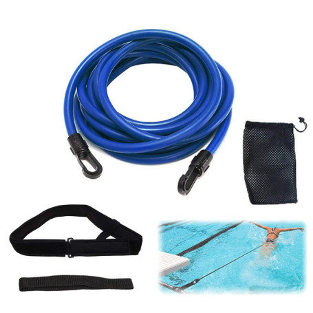 Amindz Ceinture Nage Piscine,Résistance Ceinture de Natation Réglable,3M Ceinture de Natation Stationnaire,Swim Trainer Elastiqu