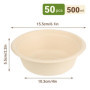 50 Bols Jetables - Bols en Carton, 500ml/17oz, Fabriqués en Matériau de Haute Qualité de Fibres de Canne à Sucre et de Paille de