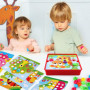 TNEDFOD Jouets en Mosaïque, Jeu Mosaique Enfant, Jouets éducatifs Montessori 12 Cartes et 46 Boutons Puzzle d'apprentissage Préc