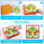 TNEDFOD Jouets en Mosaïque, Jeu Mosaique Enfant, Jouets éducatifs Montessori 12 Cartes et 46 Boutons Puzzle d'apprentissage Préc