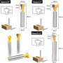 Whcctl Fraise en Rainure en T, 3 Pièces 8mm Routeur à Rainure en T Forme Routeur Bits, Queue de Fraise avec Lame Fraises à Bois,